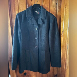 Classic Vintage Gray Button-Up Jacket Professional‎ Work Coat Size SM2